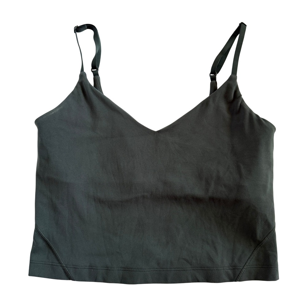 Lululemon Align Tank Top Dark Green Nulu Cropped V-Neck Size 4 LW1EV3S